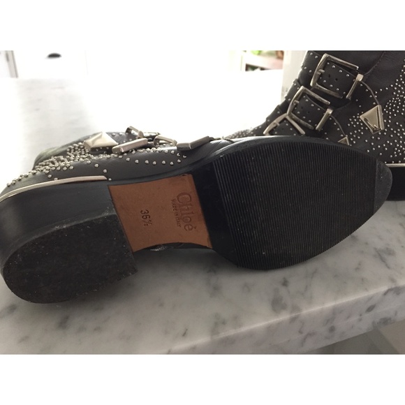 CHLOE Susanna Studded Boots in Charcoal grey Leather size W 36.5 - Picture 6 of 7